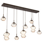 Mesa Linear Multi Light Pendant - Flat Bronze / Mesa Amber