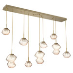 Mesa Linear Multi Light Pendant - Gilded Brass / Mesa Amber