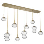 Mesa Linear Multi Light Pendant - Gilded Brass / Mesa Clear