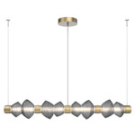 Mesa Mandrel Linear Chandelier - Gilded Brass / Mesa Smoke