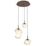 Mesa Round Multi Light Pendant - Flat Bronze / Mesa Amber
