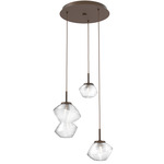 Mesa Round Multi Light Pendant - Flat Bronze / Mesa Clear