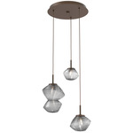 Mesa Round Multi Light Pendant - Flat Bronze / Mesa Smoke