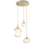 Mesa Round Multi Light Pendant - Gilded Brass / Mesa Amber