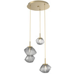 Mesa Round Multi Light Pendant - Gilded Brass / Mesa Smoke