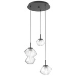 Mesa Round Multi Light Pendant - Matte Black / Mesa Clear