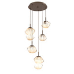 Mesa Round Multi Light Pendant - Flat Bronze / Mesa Amber