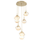 Mesa Round Multi Light Pendant - Gilded Brass / Mesa Amber