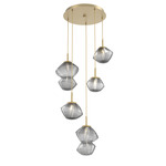 Mesa Round Multi Light Pendant - Gilded Brass / Mesa Smoke