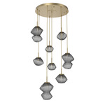 Mesa Round Multi Light Pendant - Gilded Brass / Mesa Smoke