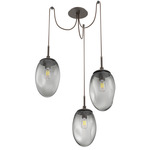 Meteo Swag Multi Light Pendant - Flat Bronze / Smoke