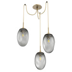 Meteo Swag Multi Light Pendant - Gilded Brass / Smoke
