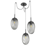 Meteo Swag Multi Light Pendant - Matte Black / Smoke
