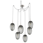 Meteo Swag Multi Light Pendant - Beige Silver / Smoke