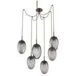 Meteo Swag Multi Light Pendant - Flat Bronze / Smoke