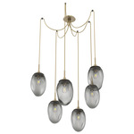 Meteo Swag Multi Light Pendant - Gilded Brass / Smoke