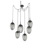 Meteo Swag Multi Light Pendant - Matte Black / Smoke