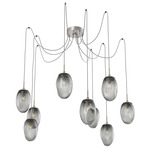 Meteo Swag Multi Light Pendant - Beige Silver / Smoke