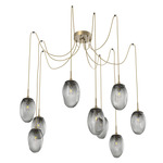 Meteo Swag Multi Light Pendant - Gilded Brass / Smoke