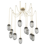 Meteo Swag Multi Light Pendant - Gilded Brass / Smoke