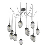 Meteo Swag Multi Light Pendant - Matte Black / Smoke