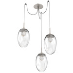 Meteo Gem Swag Multi Light Pendant - Beige Silver / Clear Floret