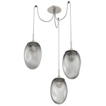 Meteo Gem Swag Multi Light Pendant - Beige Silver / Smoke Floret