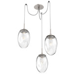 Meteo Gem Swag Multi Light Pendant - Beige Silver / Clear Geo