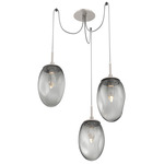 Meteo Gem Swag Multi Light Pendant - Beige Silver / Smoke Geo