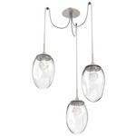 Meteo Gem Swag Multi Light Pendant - Beige Silver / Clear Zircon