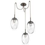Meteo Gem Swag Multi Light Pendant - Flat Bronze / Clear Floret