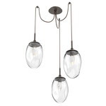 Meteo Gem Swag Multi Light Pendant - Flat Bronze / Clear Geo