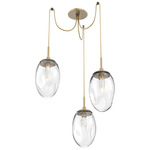 Meteo Gem Swag Multi Light Pendant - Gilded Brass / Clear Geo