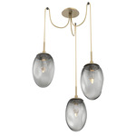 Meteo Gem Swag Multi Light Pendant - Gilded Brass / Smoke Geo