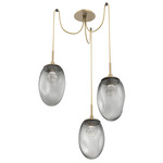 Meteo Gem Swag Multi Light Pendant - Gilded Brass / Smoke Zircon