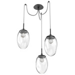 Meteo Gem Swag Multi Light Pendant - Matte Black / Clear Floret