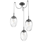 Meteo Gem Swag Multi Light Pendant - Matte Black / Clear Geo