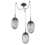 Meteo Gem Swag Multi Light Pendant - Matte Black / Smoke Geo