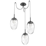Meteo Gem Swag Multi Light Pendant - Matte Black / Clear Zircon