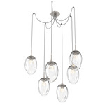 Meteo Gem Swag Multi Light Pendant - Beige Silver / Clear Floret
