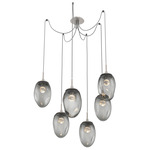 Meteo Gem Swag Multi Light Pendant - Beige Silver / Smoke Floret