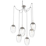 Meteo Gem Swag Multi Light Pendant - Beige Silver / Clear Geo