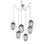 Meteo Gem Swag Multi Light Pendant - Beige Silver / Smoke Geo