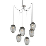 Meteo Gem Swag Multi Light Pendant - Beige Silver / Smoke Zircon