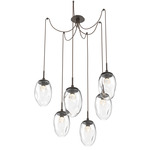 Meteo Gem Swag Multi Light Pendant - Flat Bronze / Clear Floret