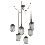 Meteo Gem Swag Multi Light Pendant - Flat Bronze / Smoke Floret