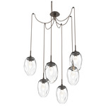 Meteo Gem Swag Multi Light Pendant - Flat Bronze / Clear Geo