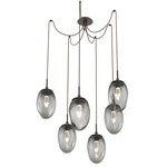 Meteo Gem Swag Multi Light Pendant - Flat Bronze / Smoke Geo