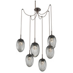 Meteo Gem Swag Multi Light Pendant - Flat Bronze / Smoke Zircon