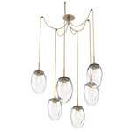 Meteo Gem Swag Multi Light Pendant - Gilded Brass / Clear Floret